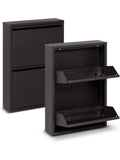 Mueble metalico para zapatos con dos puertas y perfil ultrafino en acabado negro mate