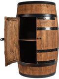 Botellero de Madera con Diseno de Barril para Almacenar Vino y Licores con Puerta Color Wengue
