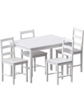 Juego de Comedor para 4 Personas, Mesa y Sillas de Cocina con Diseno Clasico, Acabado Blanco