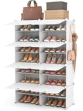 Zapatero Modular de Plastico con 8 Niveles para 32 Pares de Zapatos, Blanco
