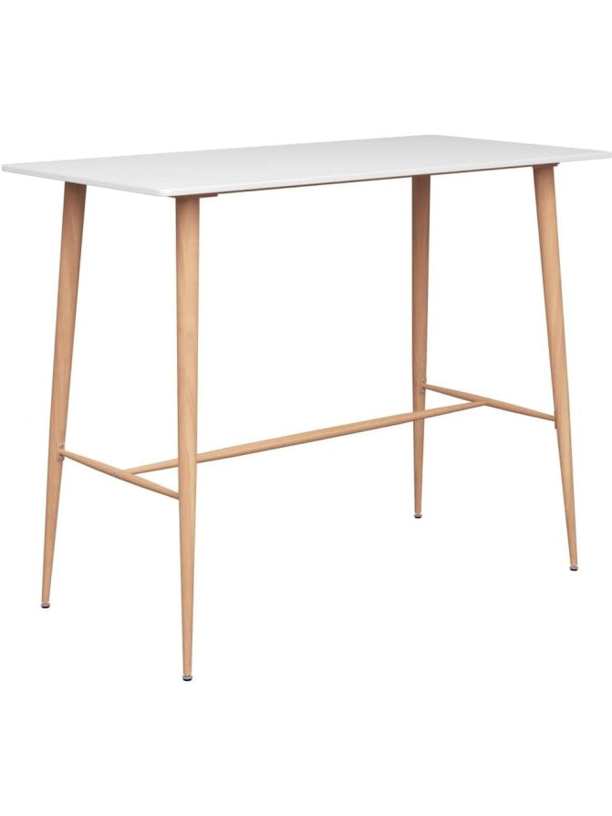 Mesa Alta para Cocina o Barra de Desayuno, Diseno Minimalista en Blanco para Hogar o Restaurante