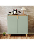 Botellero con Armario para Cafe y Vino, Mueble Bar con Espacio para 9 Botellas, Verde Salvia