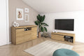Conjunto de Salon Nordico con Aparador y Mueble TV de 120 cm, Acabado Roble y Negro