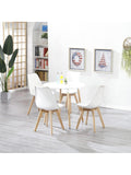 Juego de Comedor con Mesa Redonda y 4 Sillas Tapizadas, Conjunto para Cocina o Comedor, Blanco