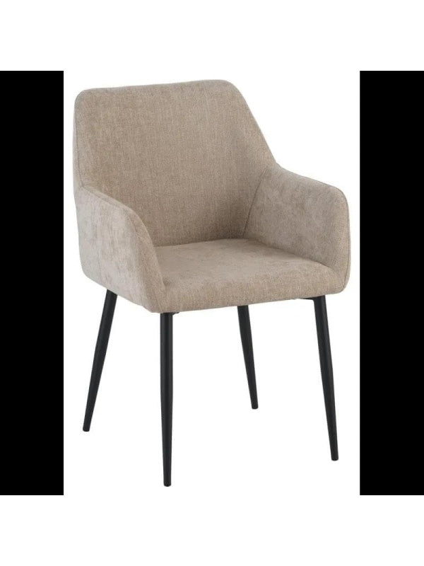 Sillon Tapizado en Tela Beige, Butaca de Descanso para Salon o Dormitorio con Diseno Elegante