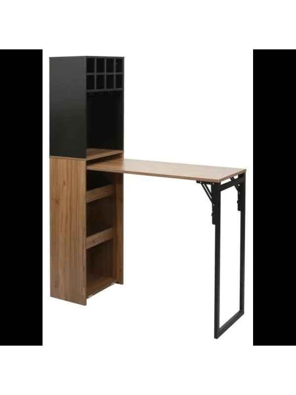 Banco Alto para Barra de Cocina, Taburete Industrial con Estructura Metalica, Marron Oscuro