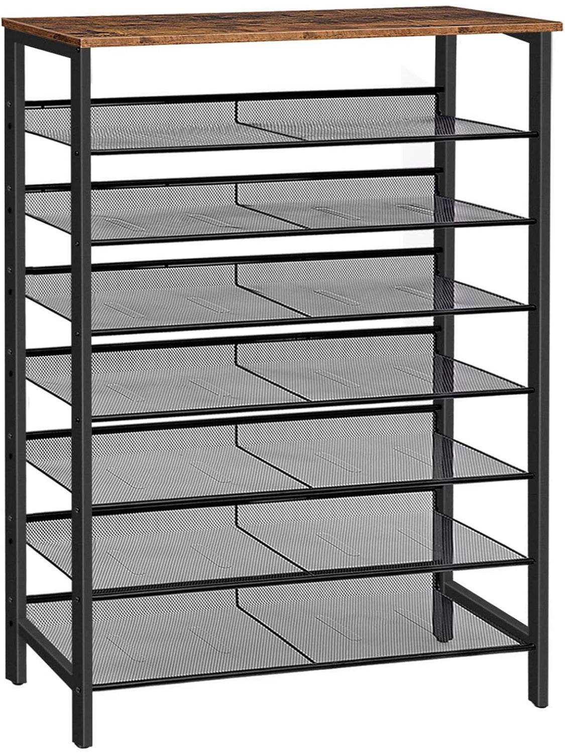 Estanteria Zapatera de 8 Niveles con Diseno Plano e Inclinable para 32 a 40 Pares, 100 x 30 x 137 cm
