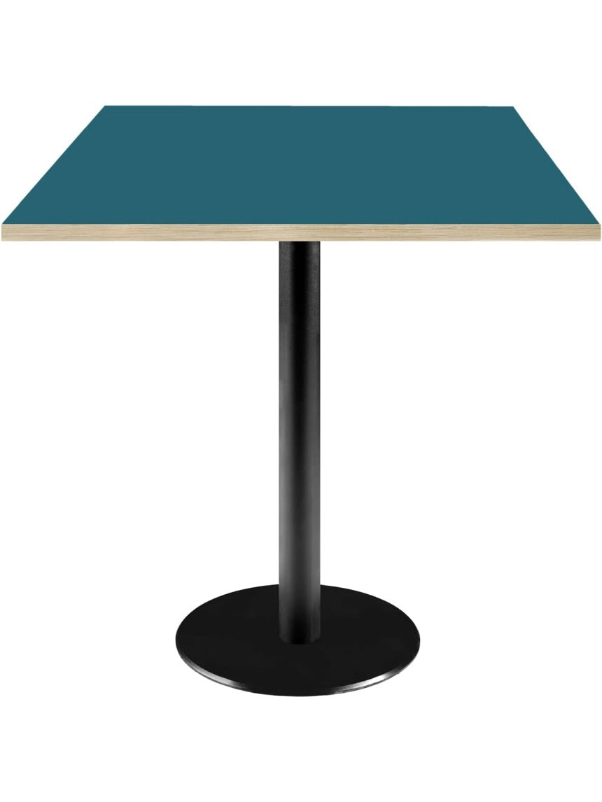 Mesa Compacta de 70 x 70 cm Color Azul con Bordes en Madera Natural