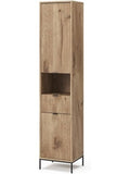 Columna de Bano Alta con Puerta y Cajon, Armario Auxiliar para Productos de Aseo, Roble Vikingo, 40 190 cm