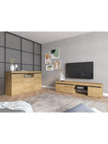Set de Comedor con Aparador y Mueble TV de 160 cm, Estilo Nordico en Roble y Negro