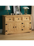 Aparador de Madera Maciza de Pino con 3 Puertas y 3 Cajones, Mueble de Almacenaje para Salon, Comedor o Dormitorio