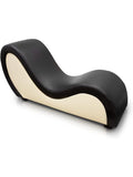 Divan Ergonomico para Parejas Tapizado en Polipiel Negro y Beige con Respaldo Ajustable 162 x 48 x 48 a 80 cm