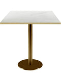 Mesa Bistro Redonda de 70 x 70 cm con Tablero de Marmol Translucido para Hosteleria