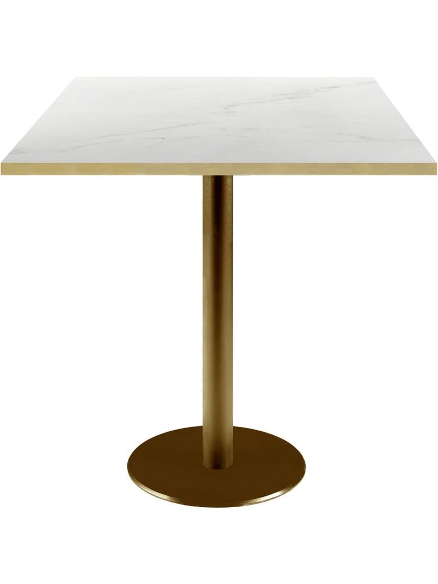 Mesa Bistro Redonda de 70 x 70 cm con Tablero de Marmol Translucido para Hosteleria